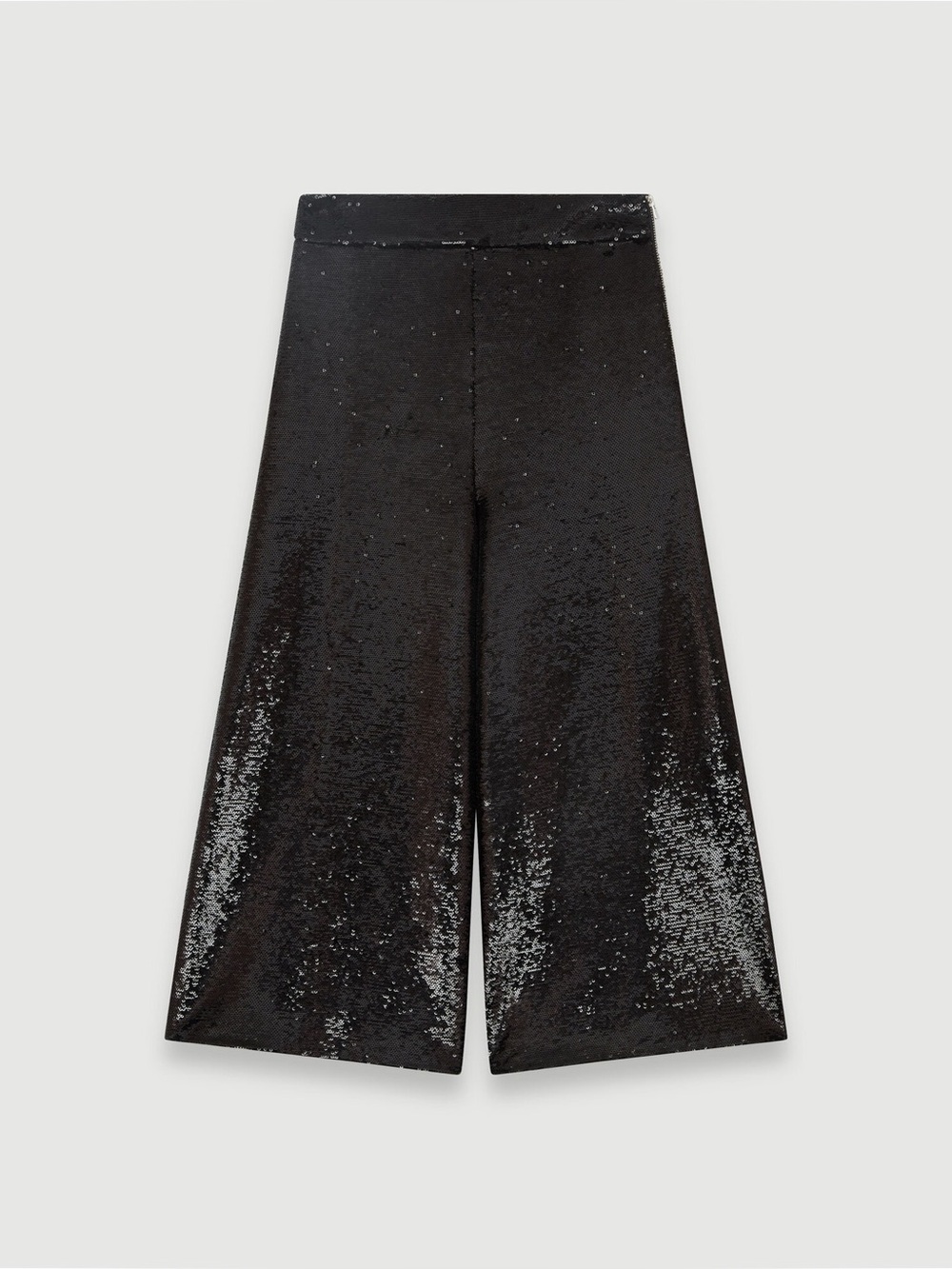 Maje Black Sequin High Waisted Wide Leg Cropped Party Pants FR Size 34/US XS - Picture 3 of 15